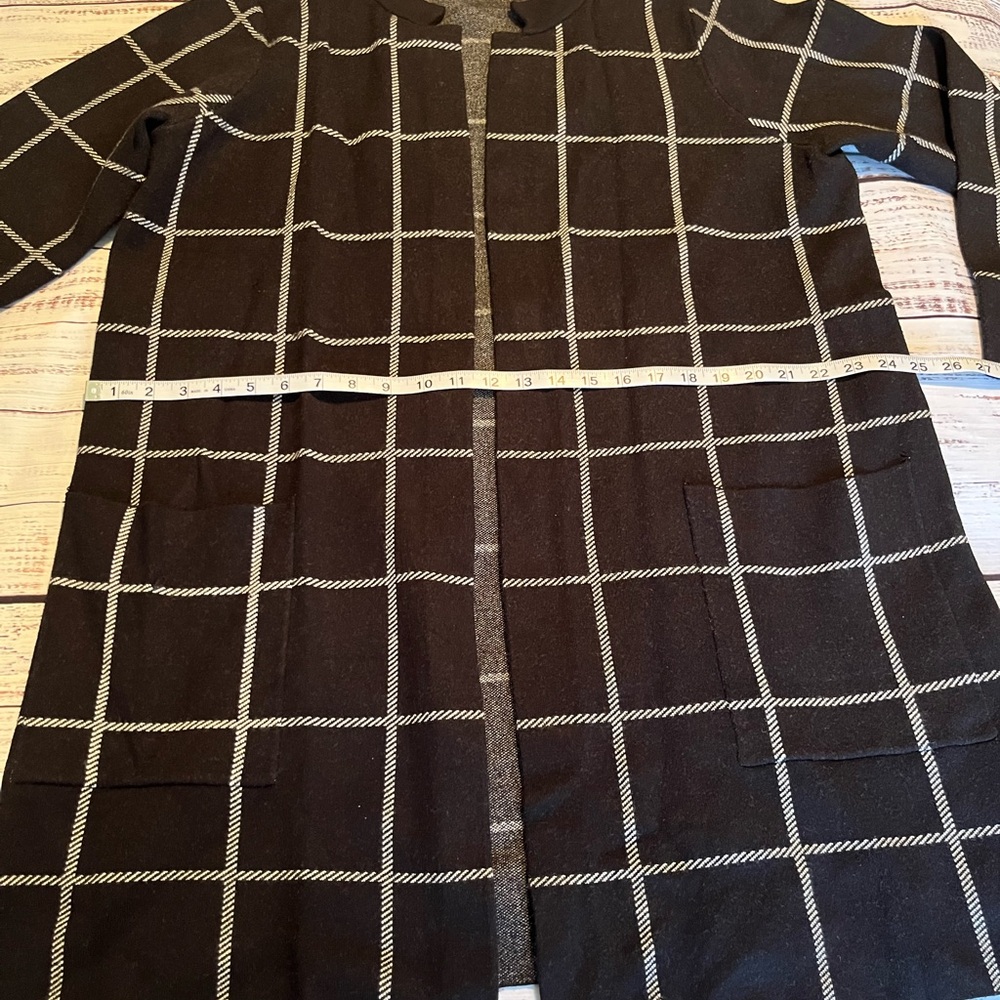 Rachel Zoe Black and White Checkered Sweater Coat - Picture 3 of 4